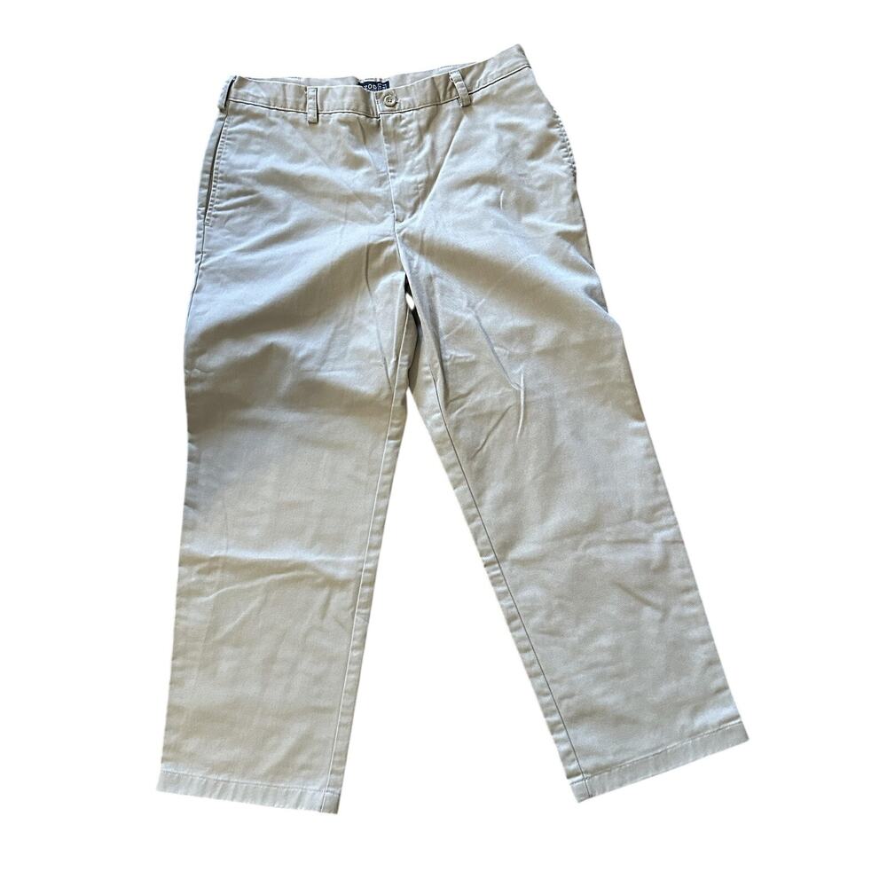 IZOD Pants Mens 36x30 Beige American Chino Flat Front Straight Leg Casual Khaki